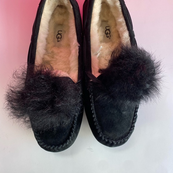 uggs dakota pom-poms black womens size 8 loafers - Picture 10 of 15